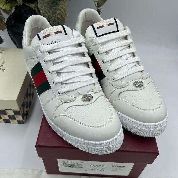Men's Gucci screener leather sneakers size 11.5 made in Italy - Picture 1 of 13